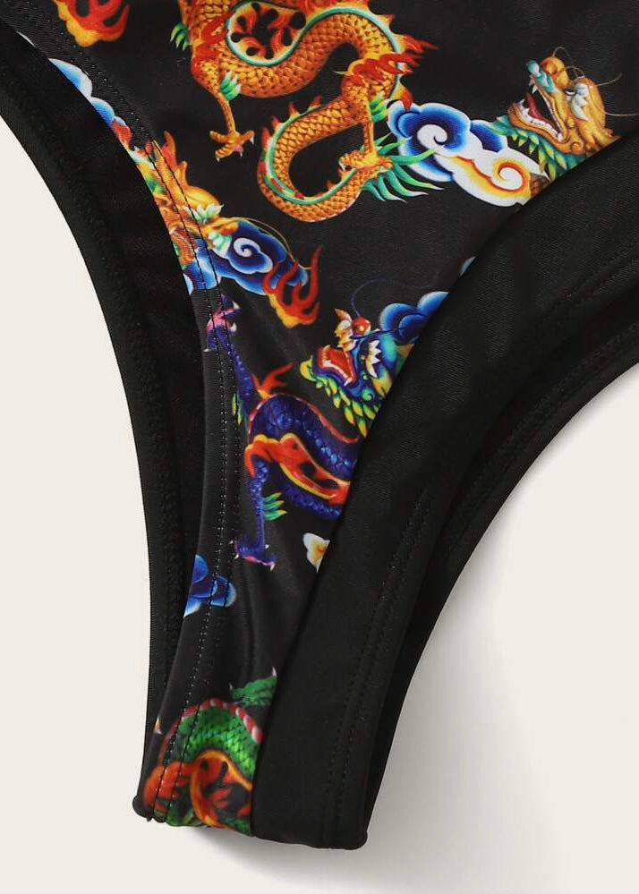 Oriental Print Asymmetrical Bikini - The Style Guide TT
