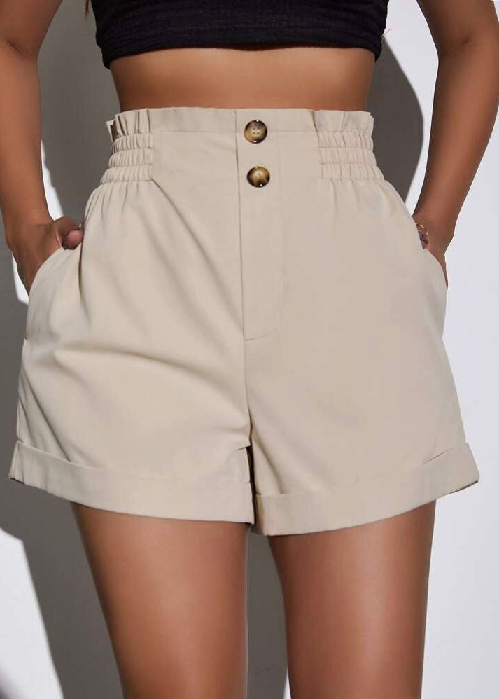 Button Detail High Waisted Shorts