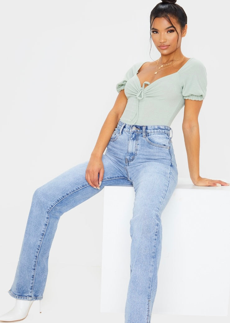 Ribbed Drawstring Bodysuit - The Style Guide TT