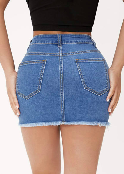 Distressed Denim Skirt