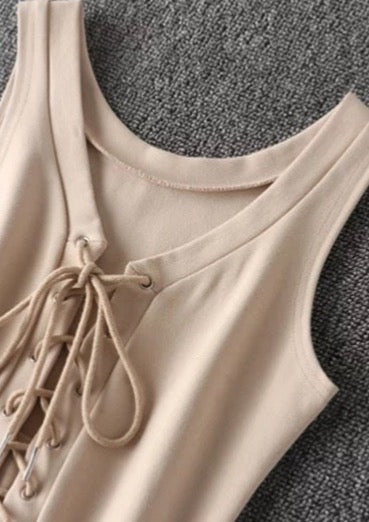 Lace Up Detail Dress - The Style Guide TT