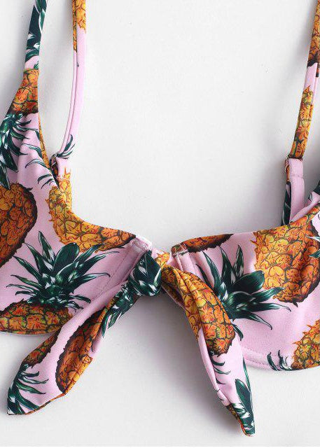 Pineapple Print Front Knot Bikini - The Style Guide TT