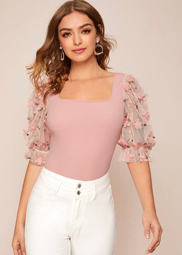 “Love Me Some Floral” Flower Appliqué Top - The Style Guide TT