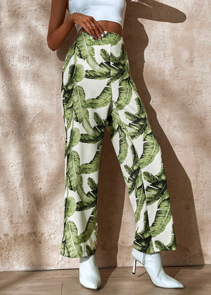 Kauai Palm Print High Waisted Trousers