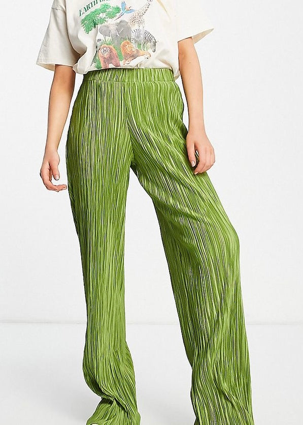 Chartreuse Pleated Trousers