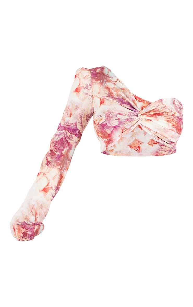Teroso One Sleeve Floral Crop Top - The Style Guide TT
