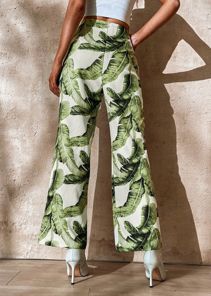 Kauai Palm Print High Waisted Trousers