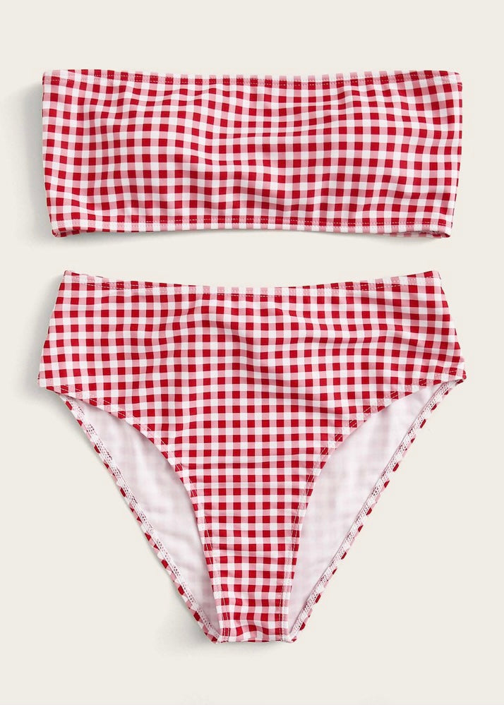 Vintage Vibes Checkered Bow Detail Bikini - The Style Guide TT