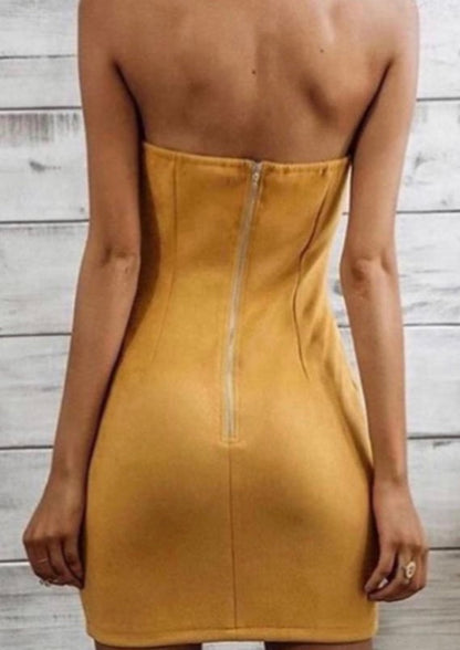 Corset Detail Suede Dress - The Style Guide TT