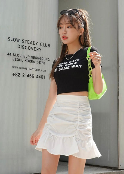 Ruched Flare Mini Skirt - The Style Guide TT