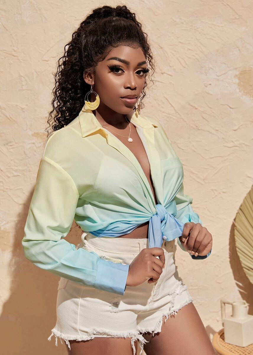 Adrienne Ombré Button Up Shirt