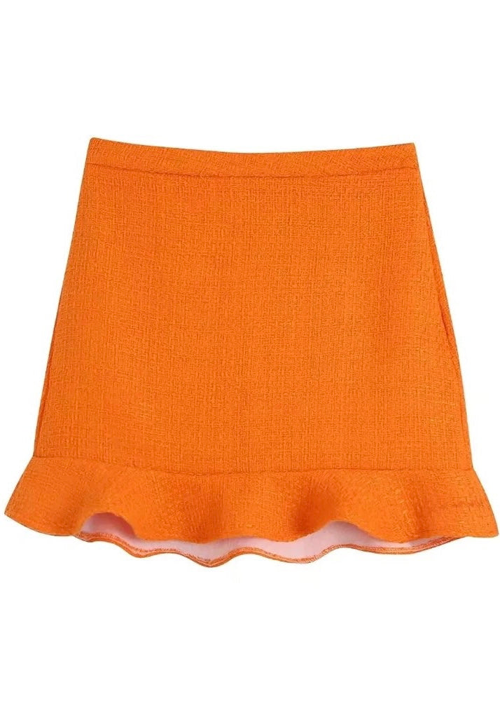 Soleil Tangerine Tweed Skirt