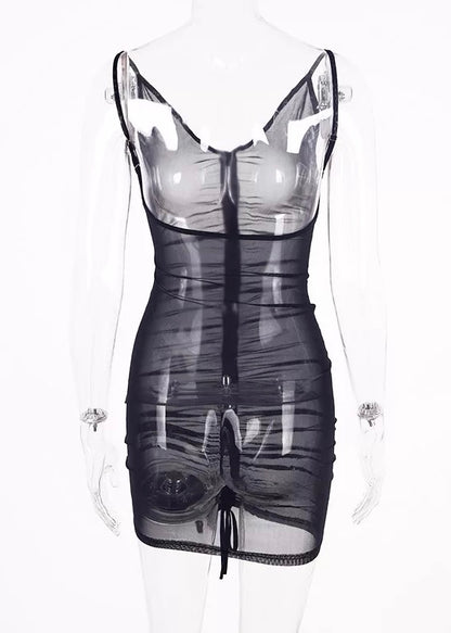 Drawstring Mesh Swimsuit Cover Up
