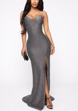 Load image into Gallery viewer, Metallic Side Slit Maxi Dress - The Style Guide TT
