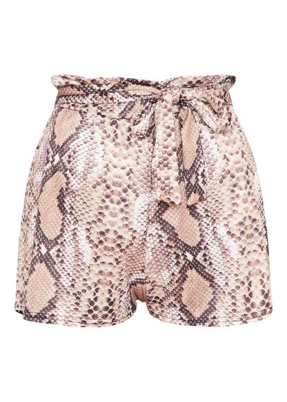 Snake Print Tie Waist Shorts - The Style Guide TT