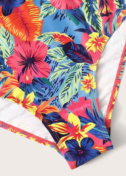 Floral Front Knot High Waisted Bikini - The Style Guide TT