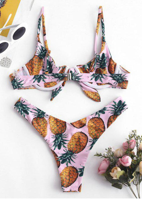 Pineapple Print Front Knot Bikini - The Style Guide TT