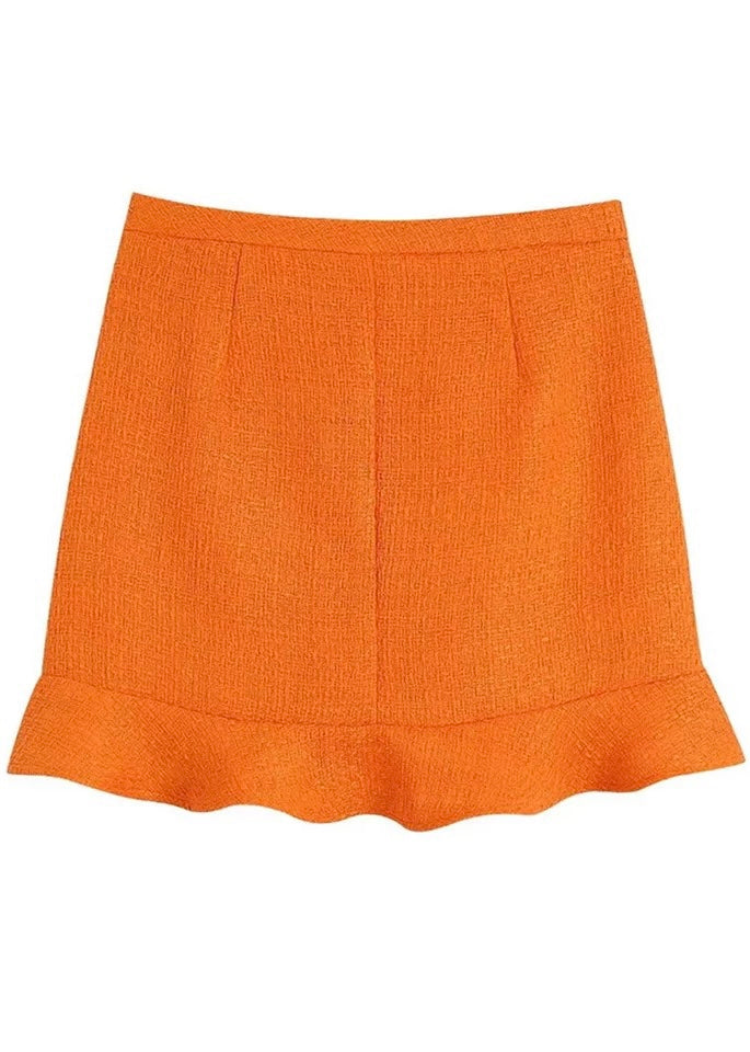 Soleil Tangerine Tweed Skirt
