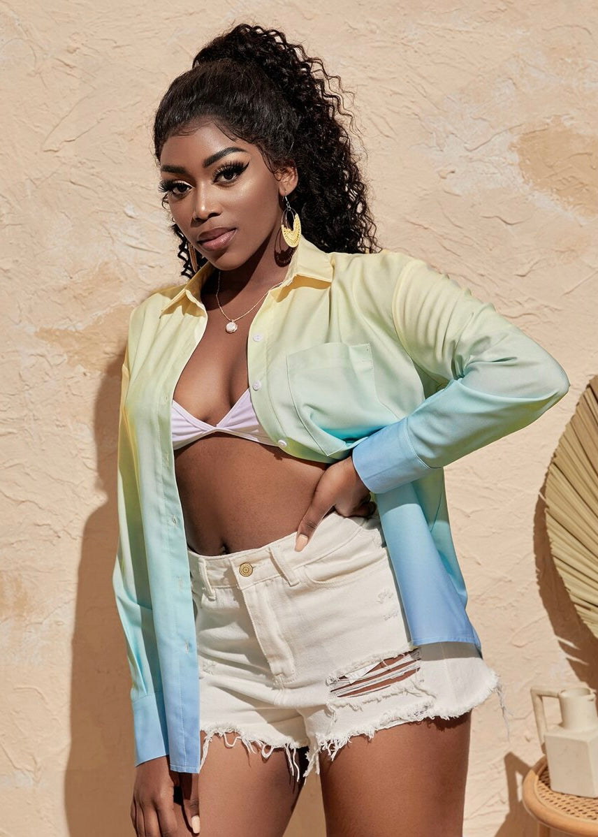 Adrienne Ombré Button Up Shirt