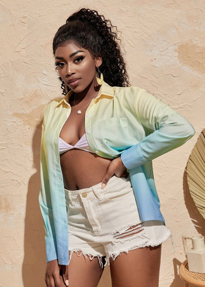 Adrienne Ombré Button Up Shirt