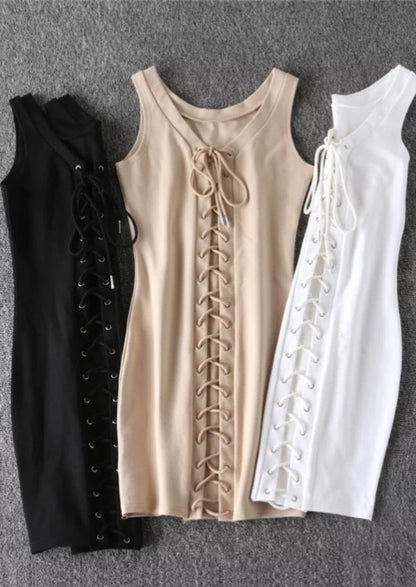 Lace Up Detail Dress - The Style Guide TT