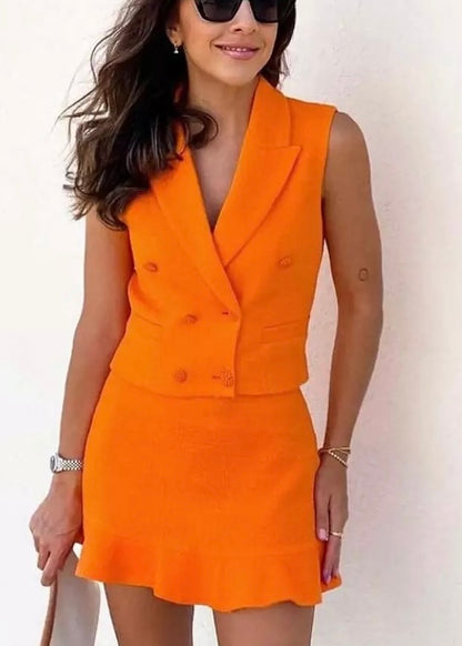 Soleil Tangerine Tweed Skirt